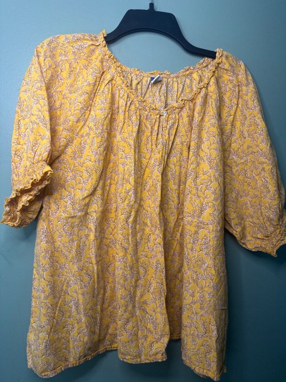 Old Navy Women’s XL Yellow Floral Tunic Cottagecore Boho Coastal Chic comfy chic
